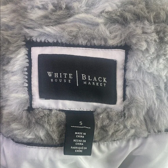 WHBM. White House Black Market Gray and White Fur Vest - Picture 2 of 6